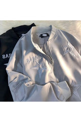 Herbstliche Retro-Pilotenjacke mit Sternstickerei