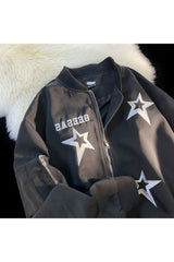 Herbstliche Retro-Pilotenjacke mit Sternstickerei