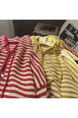 Fall Retro Striped Knit Hoodie