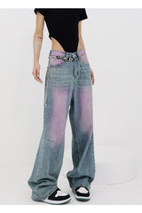 Fall Retro Wide Leg Purple Jeans
