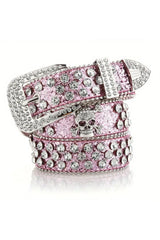 Ceinture en jean à rivets et tête de mort en strass pour l'automne