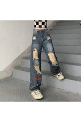 Fall Ripped High Waist Baggy Jeans