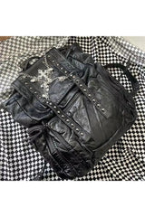 Sac à dos en cuir avec chaîne à rivets