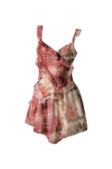 Mini-robe romantique à imprimé superposé