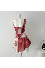 Mini-robe romantique à imprimé superposé