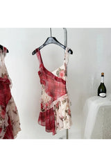 Mini-robe romantique à imprimé superposé