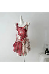 Mini-robe romantique à imprimé superposé