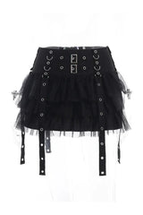 Ruffled Gothic Mini Skirt