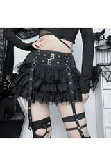 Ruffled Gothic Mini Skirt