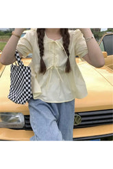 Ruffles Lace-up Blouse