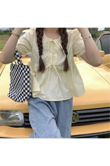 Ruffles Lace-up Blouse