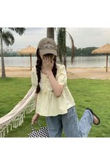 Ruffles Lace-up Blouse