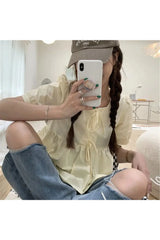 Ruffles Lace-up Blouse