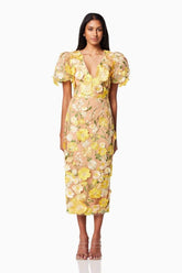 Sally V-neck Floral Midi Dress-Sunfere