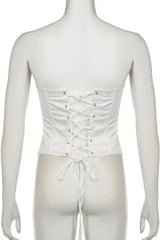 Satin Lace-Up Bustier Top