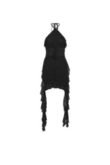 Robe dos nu à volants écarlate