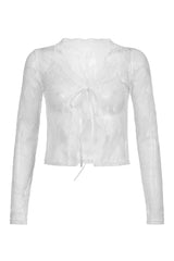 Fall See-Through Lace Floral Cardigan