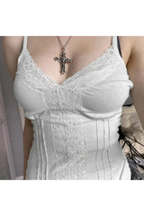 Sexy Tanktop mit Spitzenbesatz