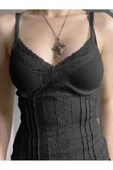 Sexy Tanktop mit Spitzenbesatz