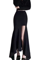 Sexy Spring Solid Irregular Skirt