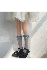 Sheer Mesh Bowknot Socks