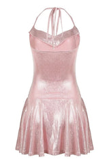 Robe trapèze à col brillant