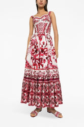 Sibyl Printed Shirred Strap Maxi Dress-Sunfere