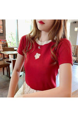 Einfaches süßes Blumen-T-Shirt