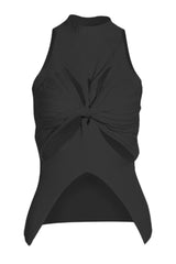 T-shirt blanc sans manches avec fente