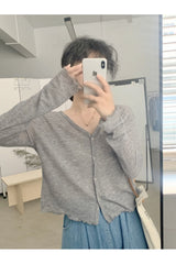 Herbstliche, schlanke koreanische Vintage-Strickjacke