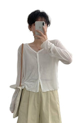 Herbstliche, schlanke koreanische Vintage-Strickjacke