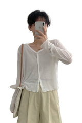 Herbstliche, schlanke koreanische Vintage-Strickjacke