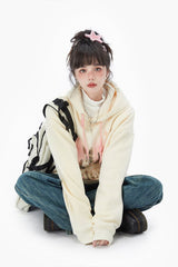 Fall Softie Bunny Print Hoodie