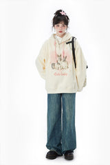 Fall Softie Bunny Print Hoodie