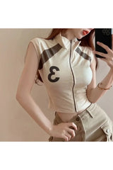 Haut court zippé sport chic