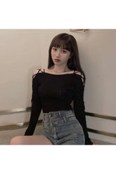 Frühlings-Bandage-O-Ausschnitt-Klassiker-Top