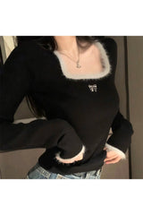 Schmales Crop-Top mit eckigem Kragen