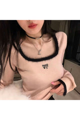 Schmales Crop-Top mit eckigem Kragen