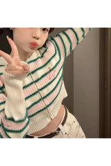 Sweat à capuche rayé avec broderie Fall Star