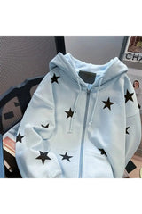 Fall Star Print Zip Hoodie