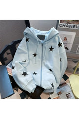 Fall Star Print Zip Hoodie