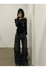 Jean style rock à bretelles d'automne