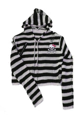 Herbstlicher gestreifter Emo-Totenkopf-Hoodie