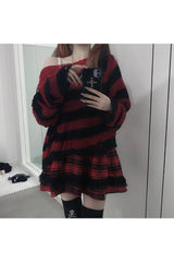 Pull rayé d'automne effet vieilli style grunge