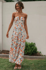 Sue Floral Printed Halterneck Maxi Sundress-Sunfere