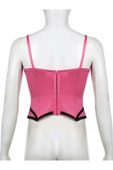 Sweet Bow Stitched Pink Crop Top