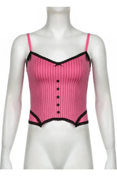 Sweet Bow Stitched Pink Crop Top