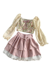 Sweet Elegant Skirt & Blouse Set
