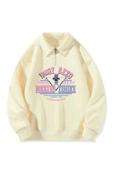 Fall Sweet Letter Print Zipper Hoodie