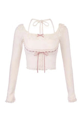 Sweet Spring Bow Lace Blouse